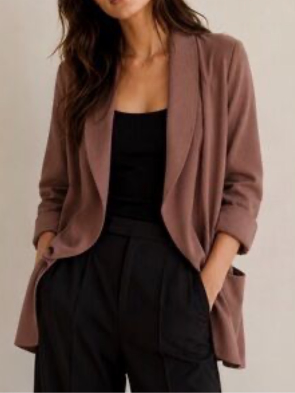 ARITZIA BABATON Lightweight crepe blazer double breasted pockets oversized small